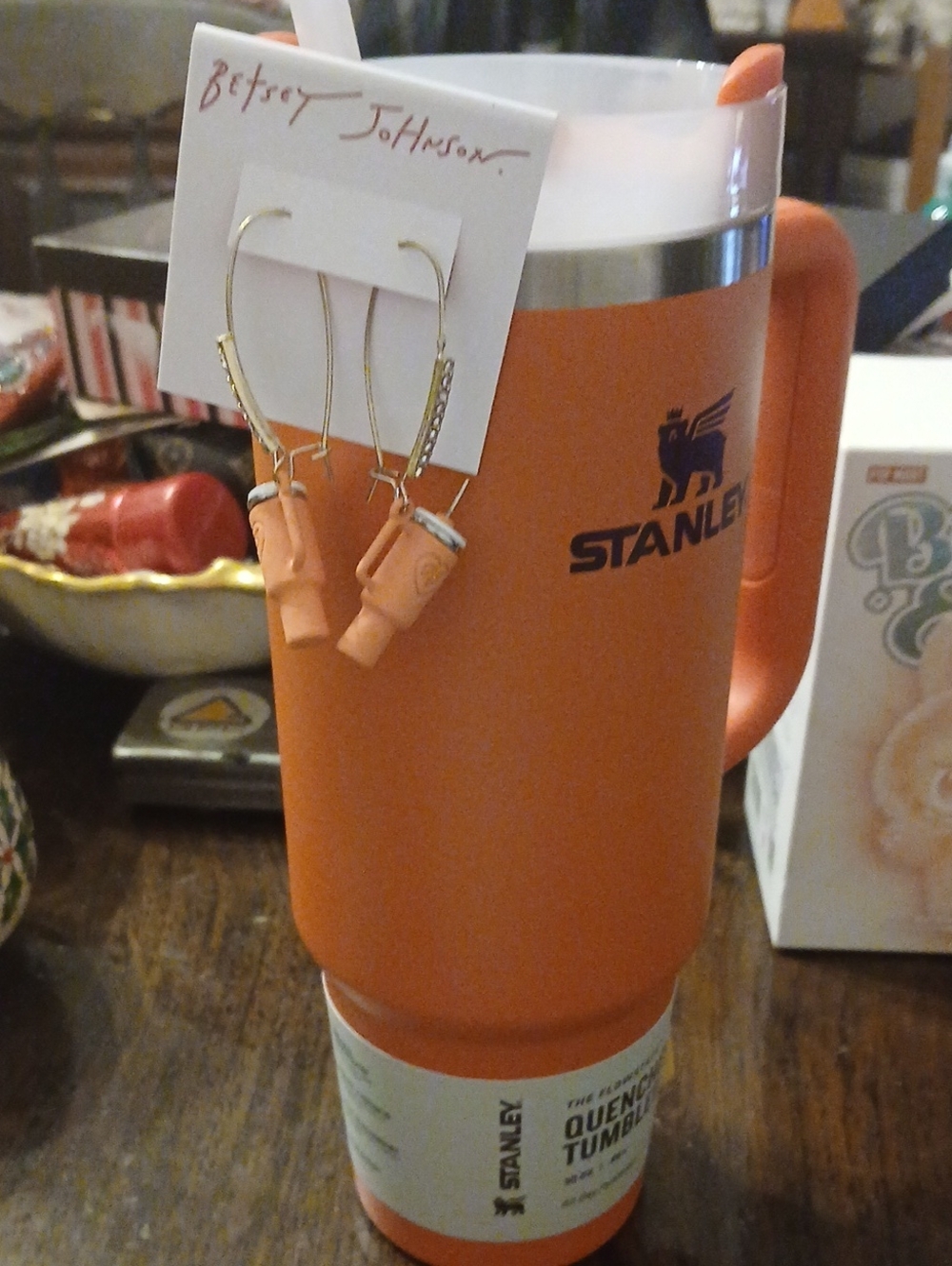 BETTY JOHNSON NWT TUMBLER EARINGS & STANLEY THERMOS NWT